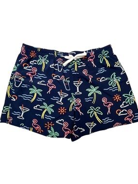 Chubbies The Neon Lights Swim Trunks Men XL 4” Navy Flamingo Tropical
